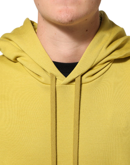 Yellow Logo Cotton Hooded Sweatshirt Sweater