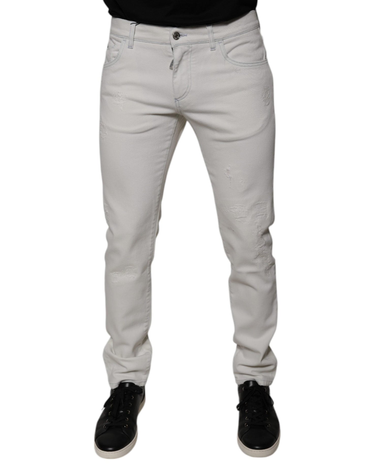 White Cotton Stretch Skinny Men Denim Jeans