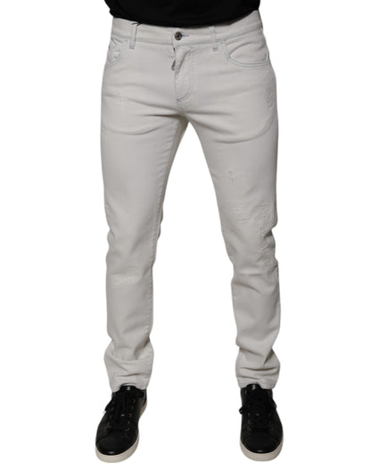 White Cotton Stretch Skinny Men Denim Jeans