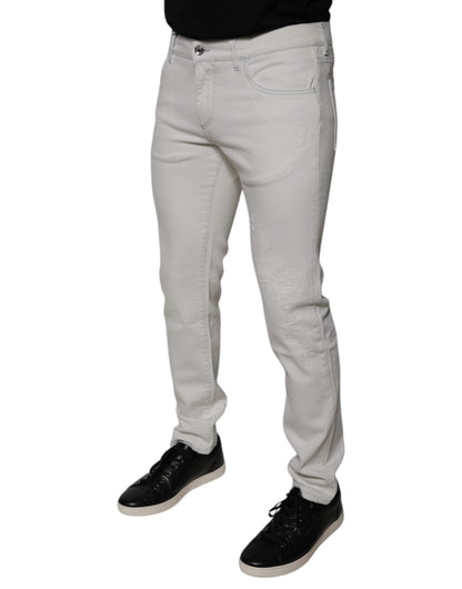 White Cotton Stretch Skinny Men Denim Jeans