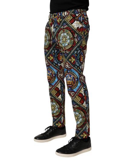 Multicolor Stained Glass Window Style Print Men Pants