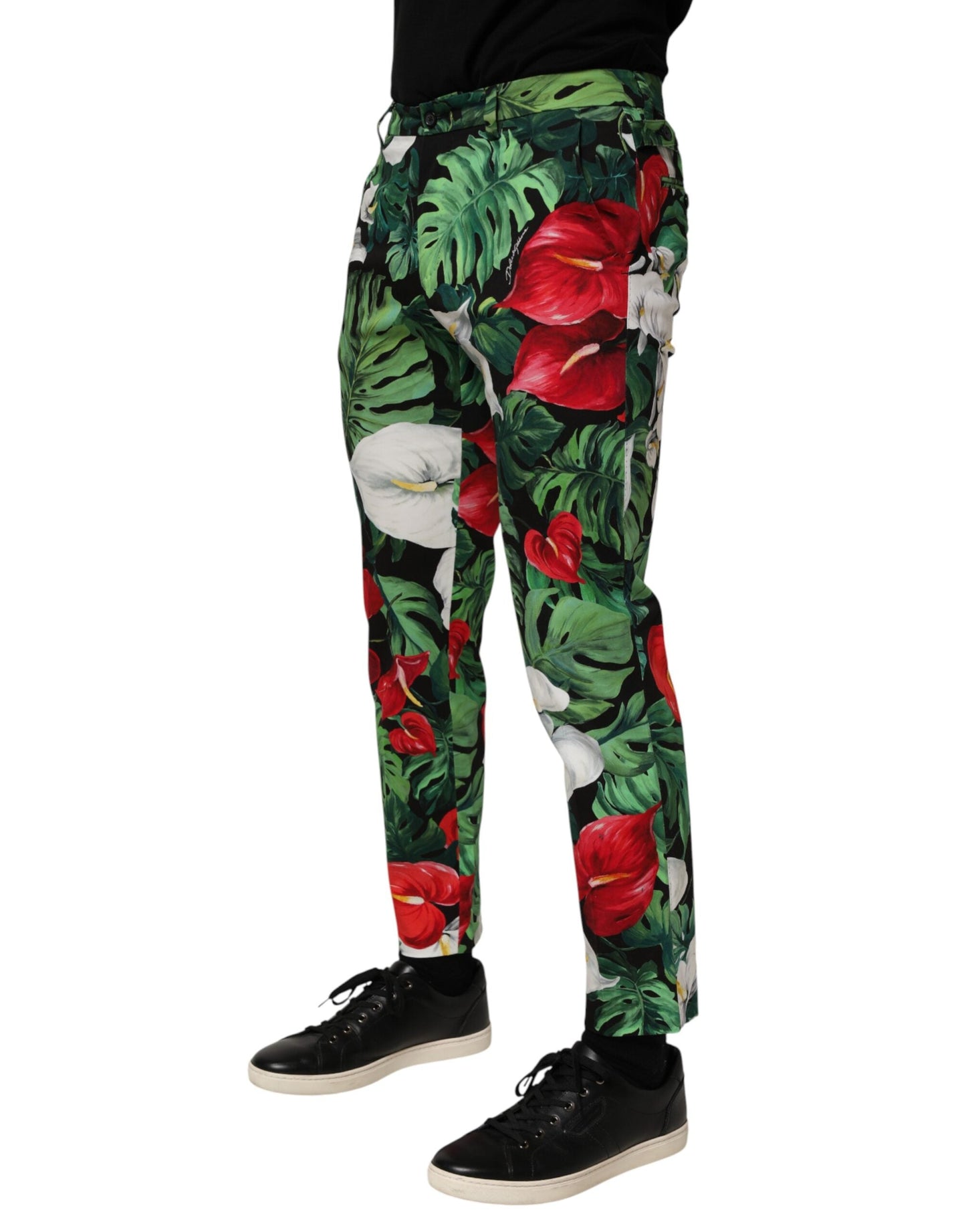 Multicolor Floral Print Cotton Tapered Pants