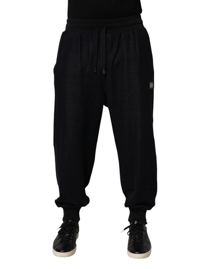 Black Cotton Blend Drawstring Jogger Jogger Pants