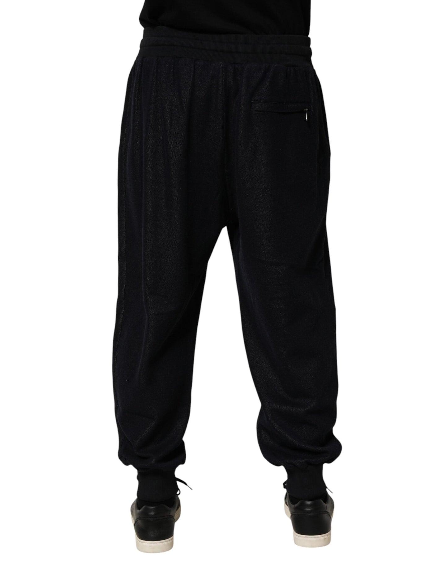 Black Cotton Blend Drawstring Jogger Jogger Pants