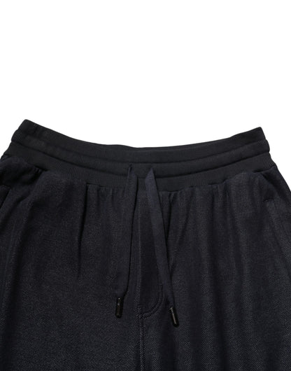 Black Cotton Blend Drawstring Jogger Jogger Pants