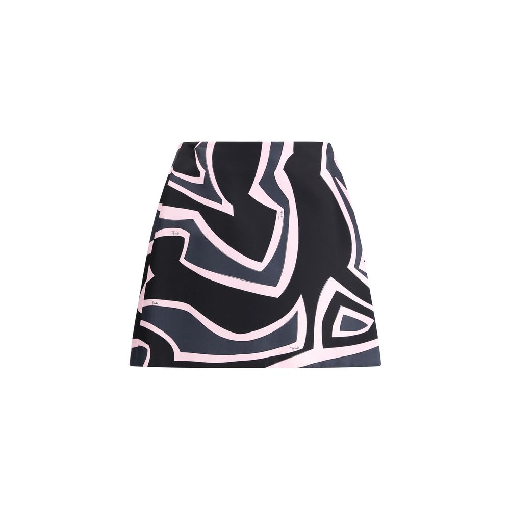 Wrap mini Skirt with Marmo print