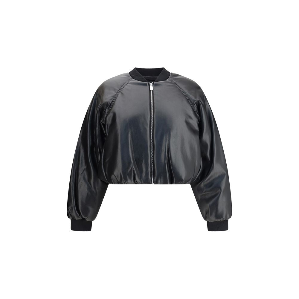 Cropped bomber with a leather-effect