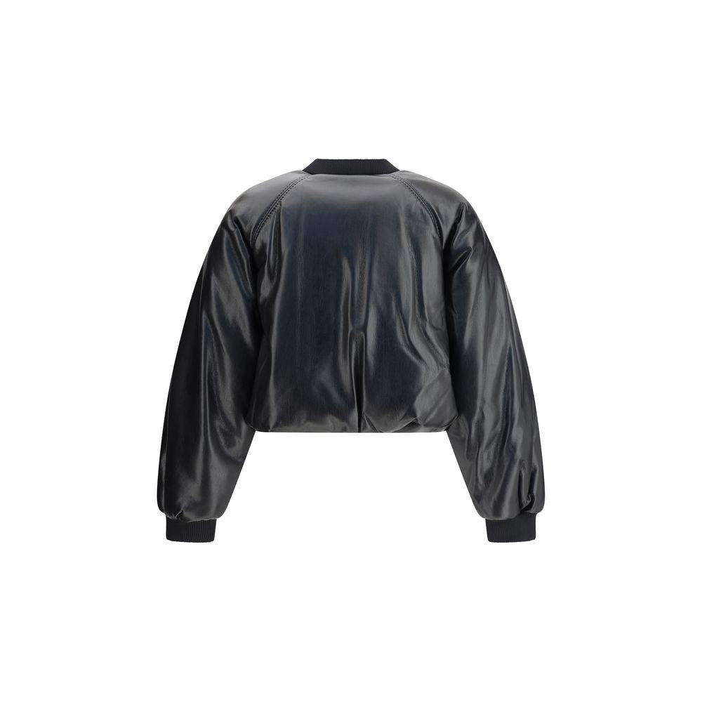 Cropped bomber with a leather-effect