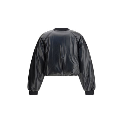 Cropped bomber with a leather-effect