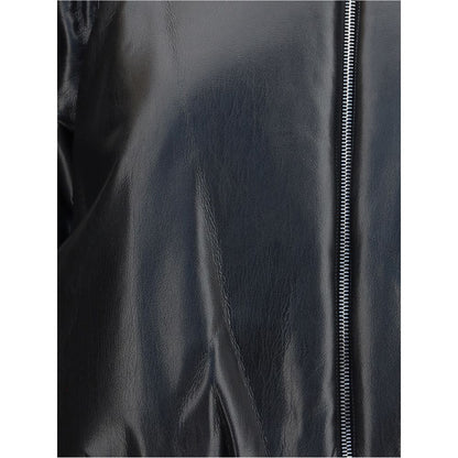Cropped bomber with a leather-effect