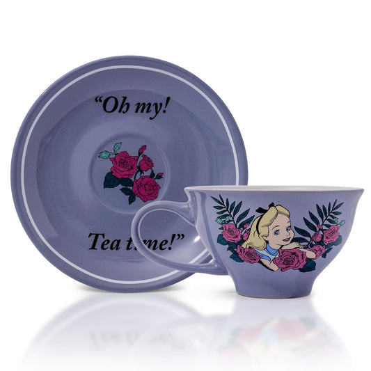 Disney Alice In Wonderland Mad Hatter Teacup and Saucer Set | Holds 12 Ounces