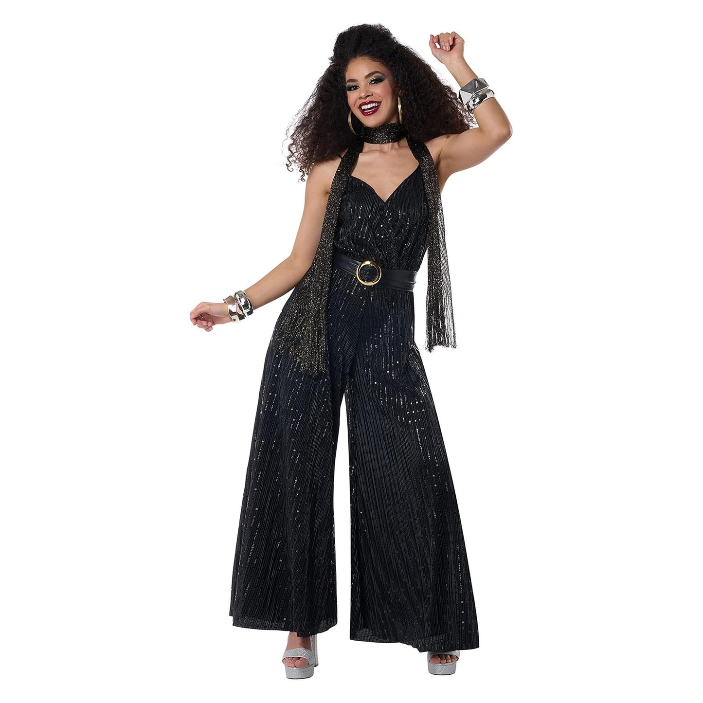 Lets Dance Womens Disco Costume Jumpsuit | X-Large