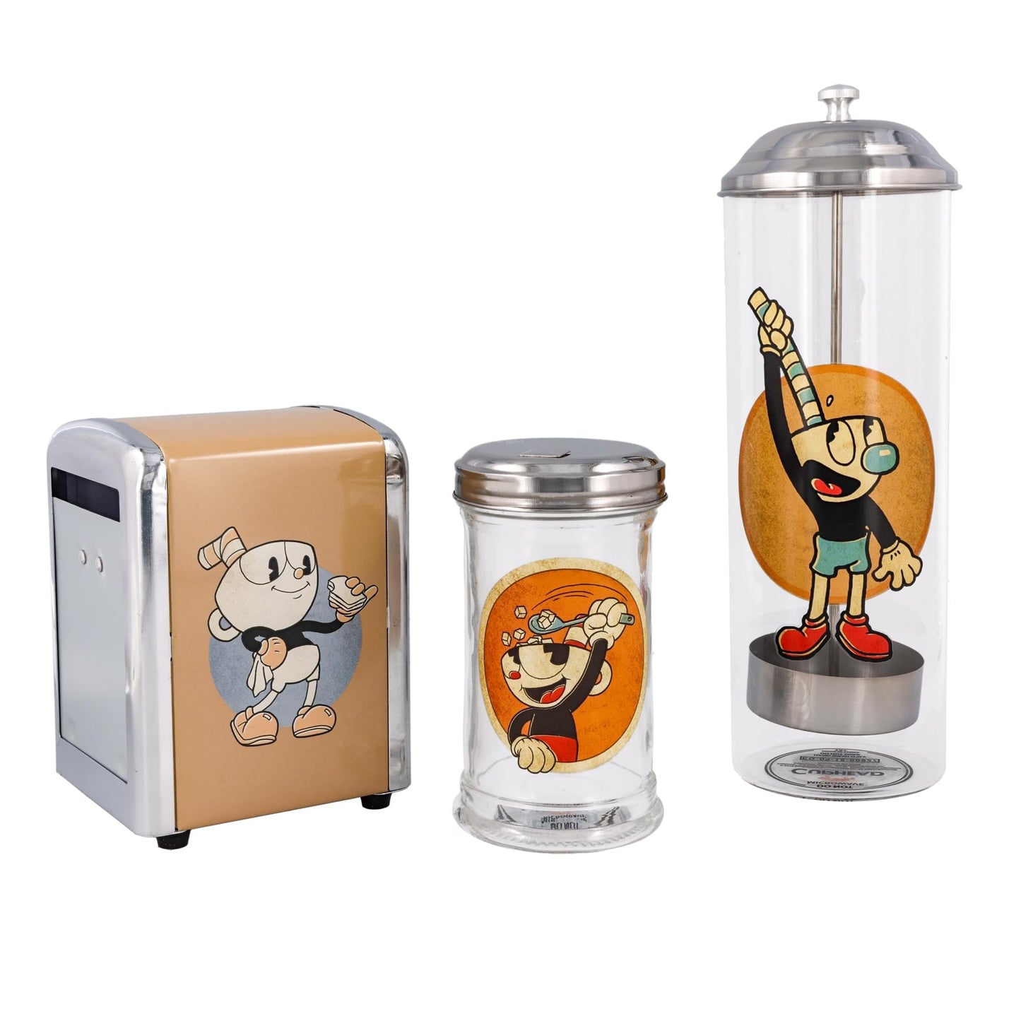 Cuphead Retro Diner Set - Napkin Dispenser/ Sugar Shaker/ Straw Canister
