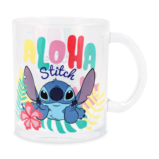 Disney Lilo & Stitch "Aloha" 18-Ounce Glass Coffee Mug