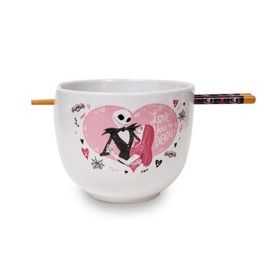 Disney The Nightmare Before Christmas Jack and Sally Ramen Bowl With Chopsticks