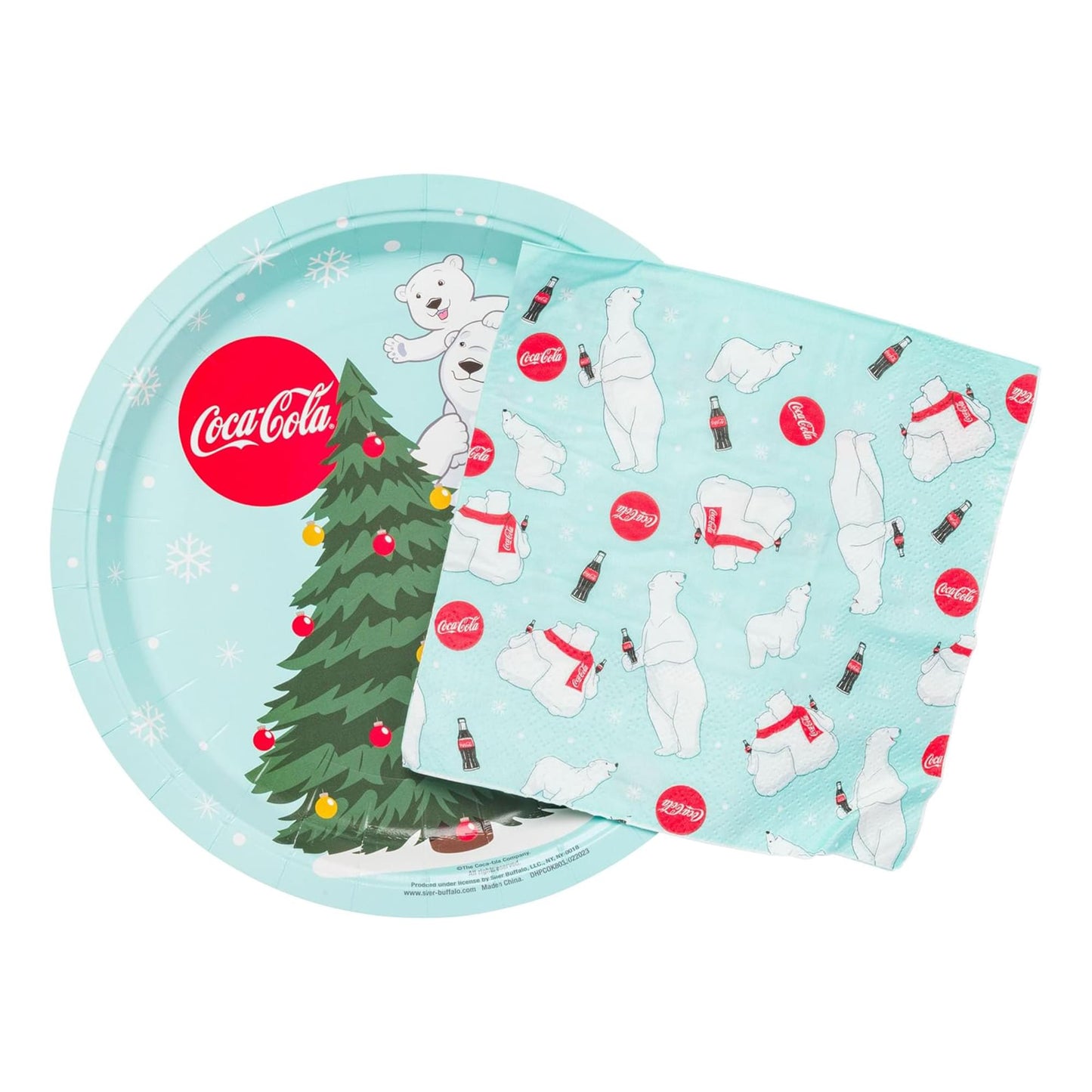 Coca Cola Polar Bear 32-Piece Paper Napkin And Plate Party Pack