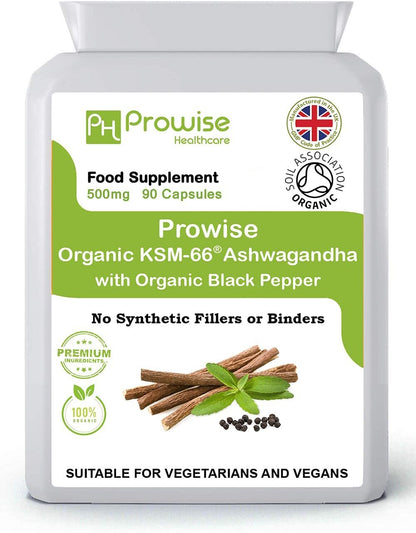 KSM-66 Ashwagandha with Organic Black Pepper 500mg 90 Capsules