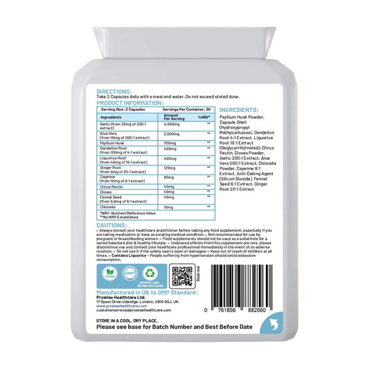 Detox Colon Cleanse 600mg 60 Capsules by Prowise Healthcare