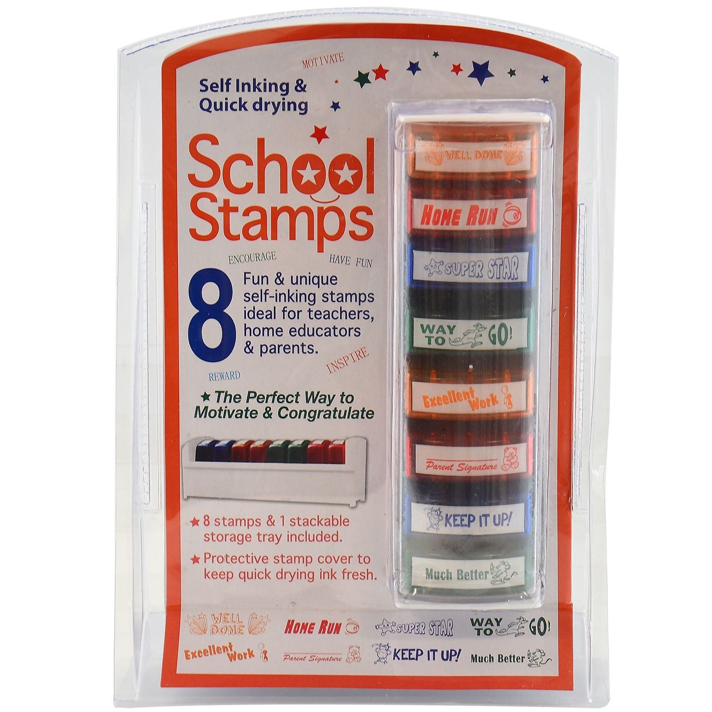Set of 8 Ink School Stamps - SCH-20