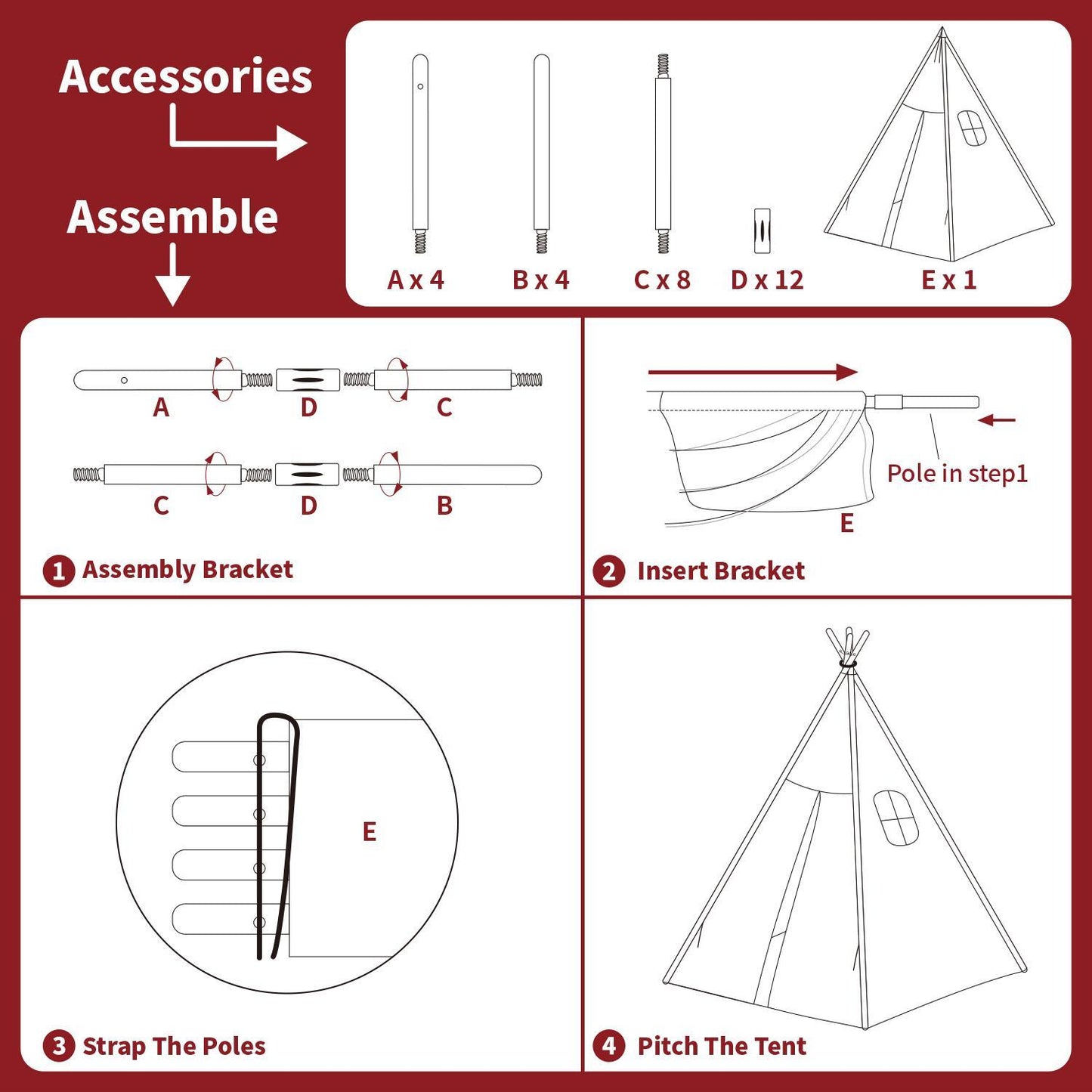 SOKA White Teepee Tent for Kids Foldable Cotton Canvas Indoor Outdoor Playhouse