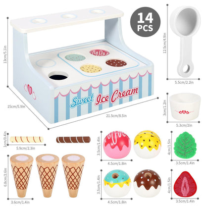 Mini Ice Cream Shop Pretend Play Toy Set Interactive Role Play Game 3+
