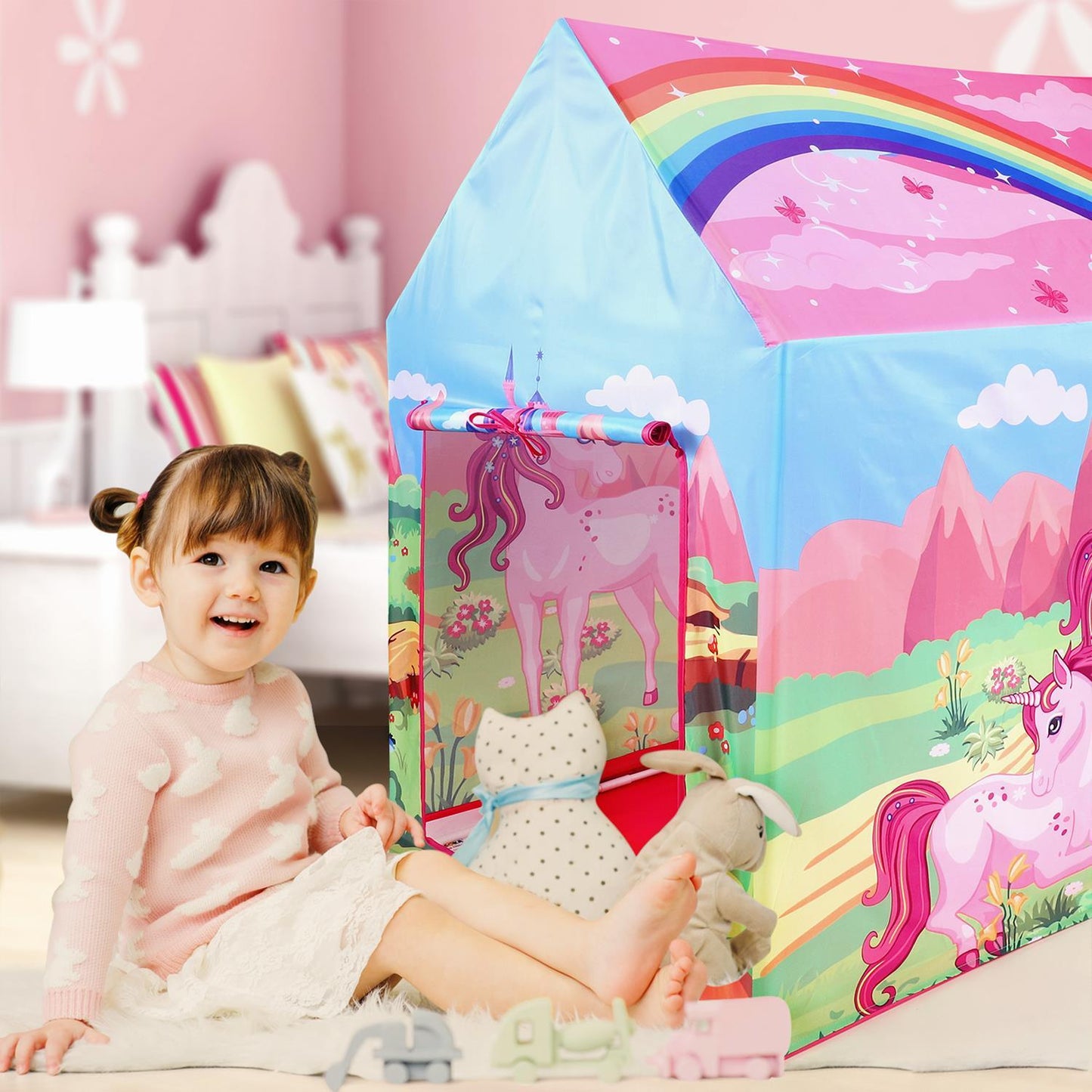 SOKA Unicorn Playhouse for Kids Indoor Outdoor Foldable Play Tent Camping Beach