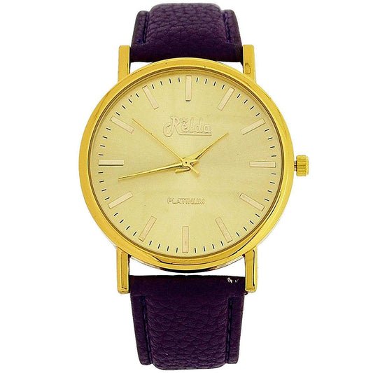 Relda Women Analogue Jumbo Gold tone Dial & PU Purple Strap With Buckle REL62