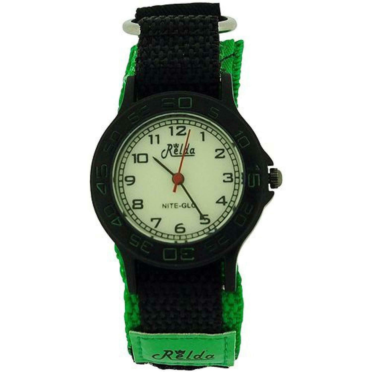 Relda Children's Analogue Nite-Glo Quartz Luminous Dial Green & Black Velcro Strap Boys Watch REL55