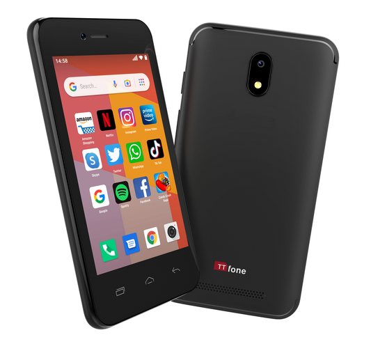 TT20 BLACK Smart 3G Mobile Phone & Android GO - 8GB - Dual Sim - 4Inch Touch Screen - & Vodafone Sim Card