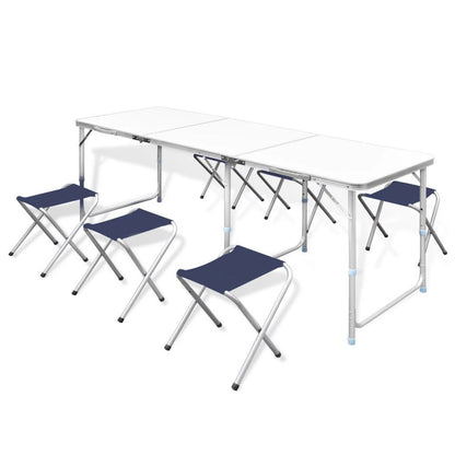 Foldable Camping Table Set with 4 Stools Aluminium Extra Light