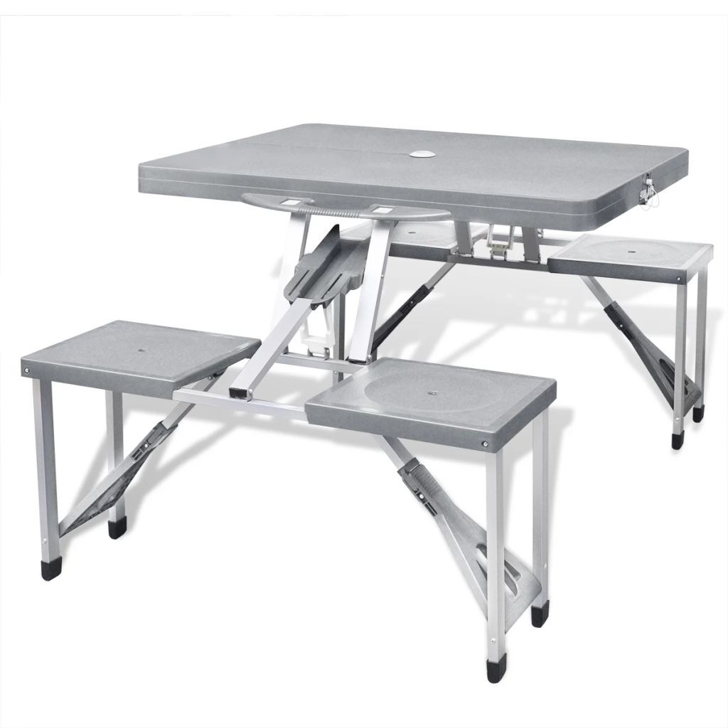 Foldable Camping Table Set with 4 Stools Aluminium Extra Light