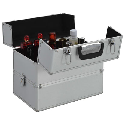 Make-up Case 37x24x40 cm Silver, Black & Pink Aluminium