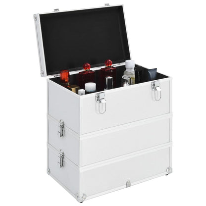 Make-up Case 37x24x40 cm Silver, Black & Pink Aluminium