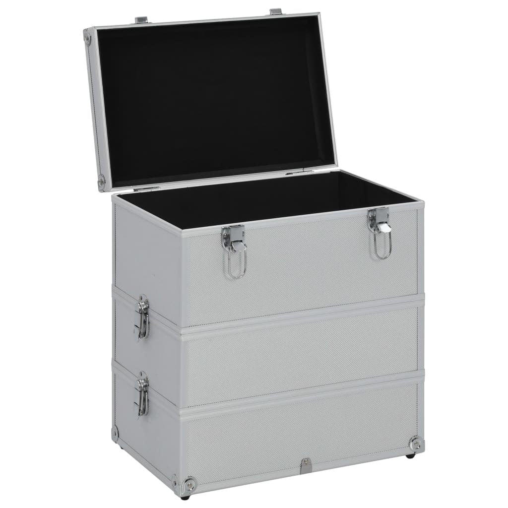 Make-up Case 37x24x40 cm Silver, Black & Pink Aluminium