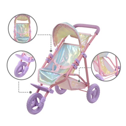 Olivia's Little World Dreamland Baby Doll Pram Pushchair Stroller with Storage