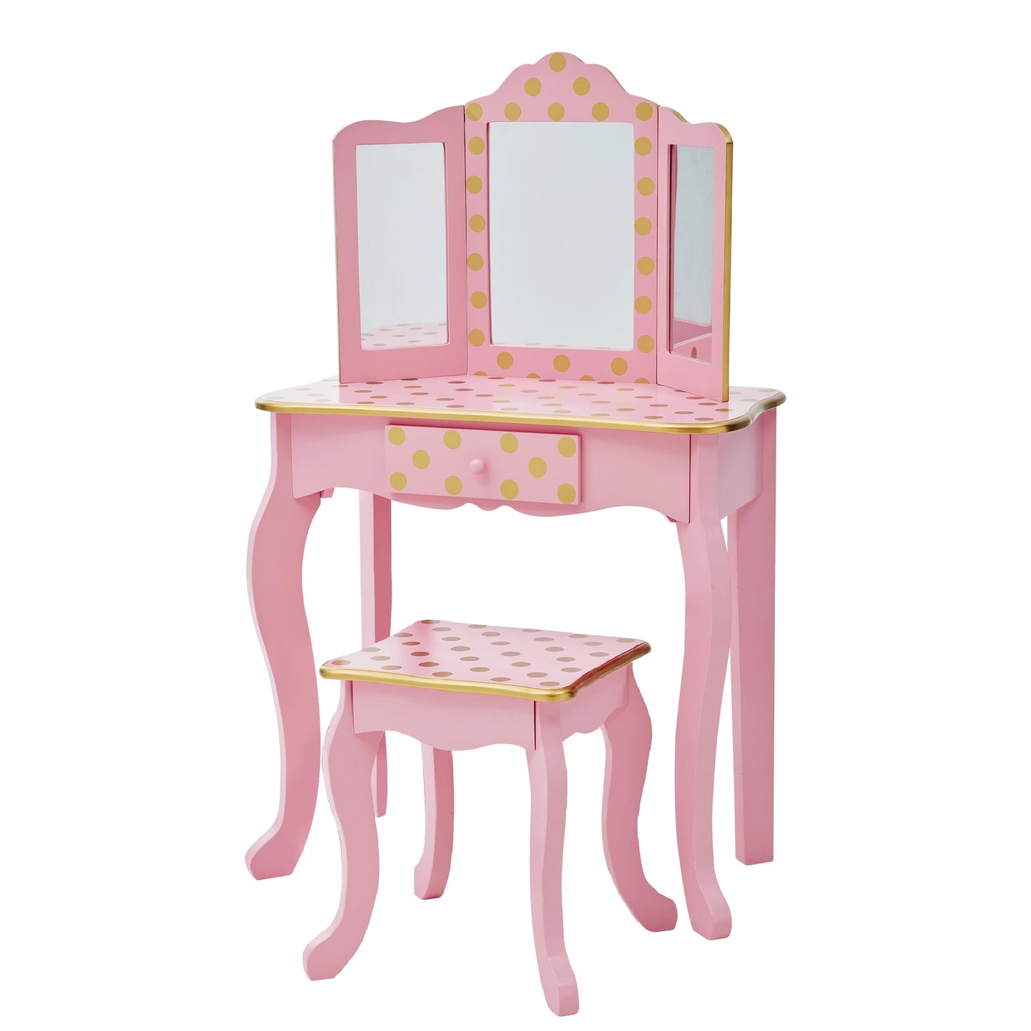 Fantasy Fields Dressing Tables Vanity Table w/ Mirror Stool Polka Dot TD-11670L