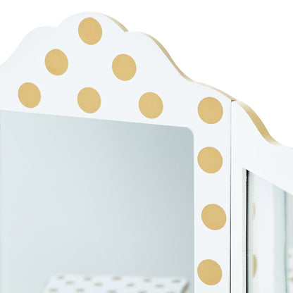 Fantasy Fields Dressing Table Vanity Set w/ Mirror & Stool Polka Dots TD-11670M