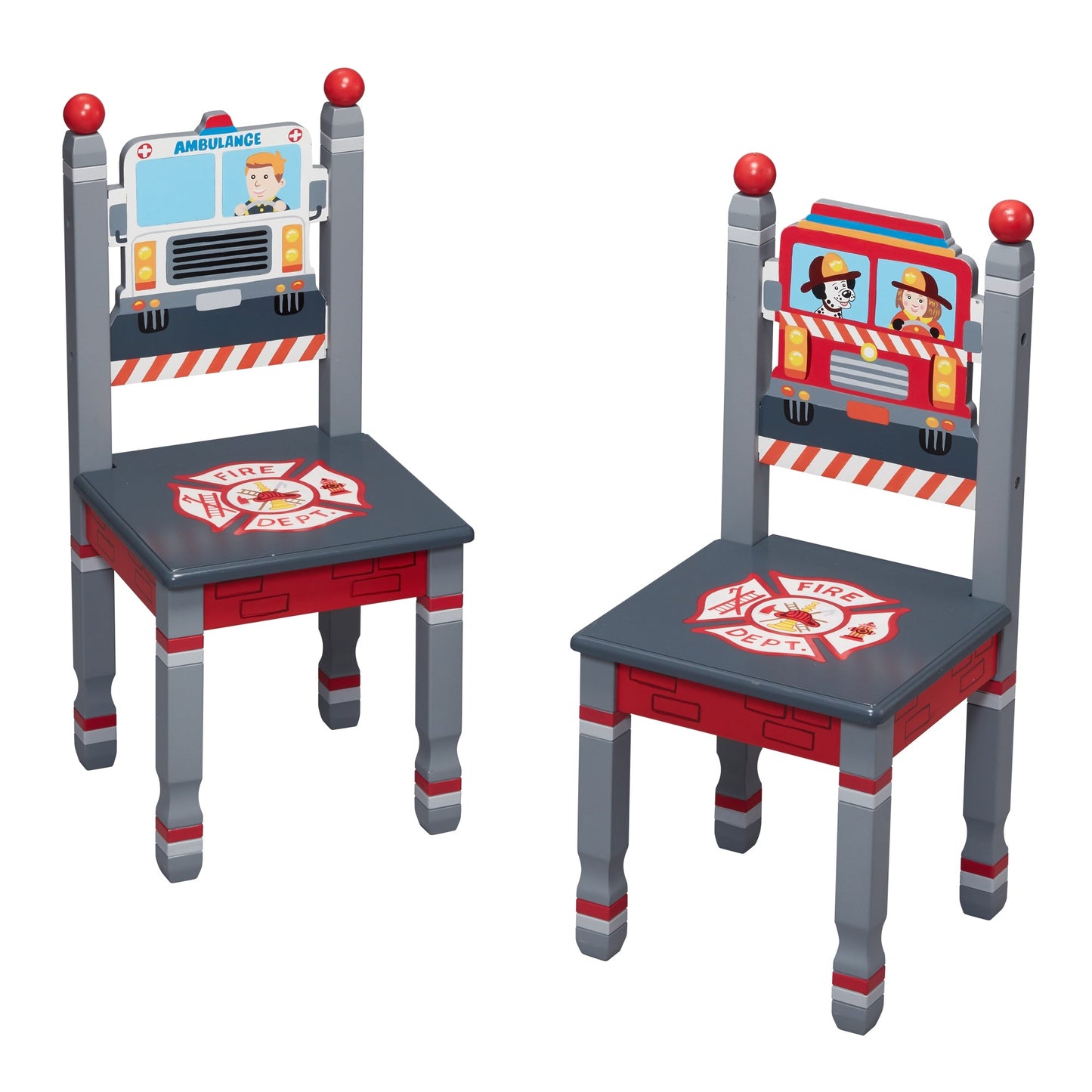 Fantasy Fields Lil Fire Fighters Childrens Kids Wooden 2 Chair Set TD-12514A2