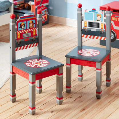 Fantasy Fields Lil Fire Fighters Childrens Kids Wooden 2 Chair Set TD-12514A2