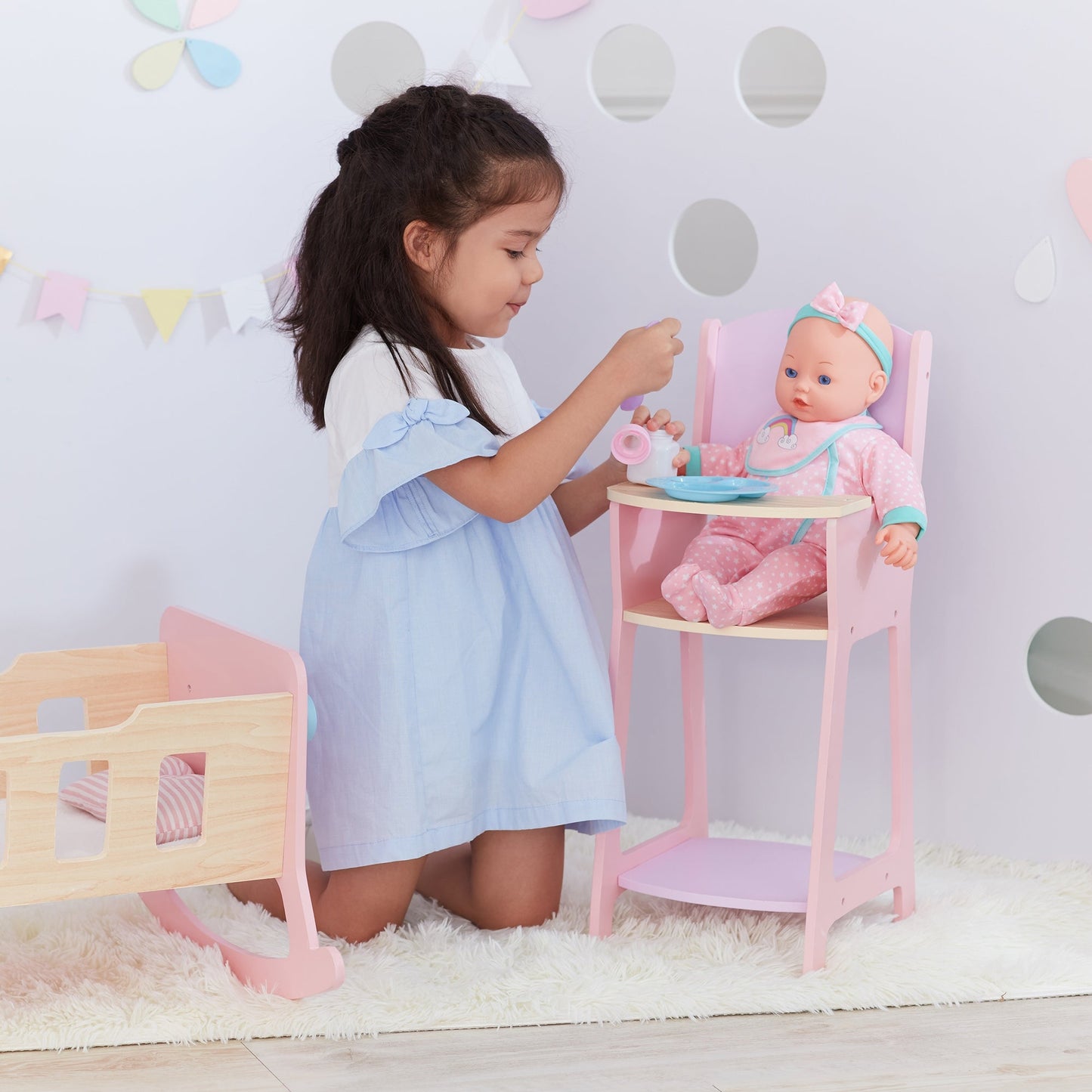 Olivia's Little World Wooden Doll High Chair 18" Baby Doll Furniture TD-12878A
