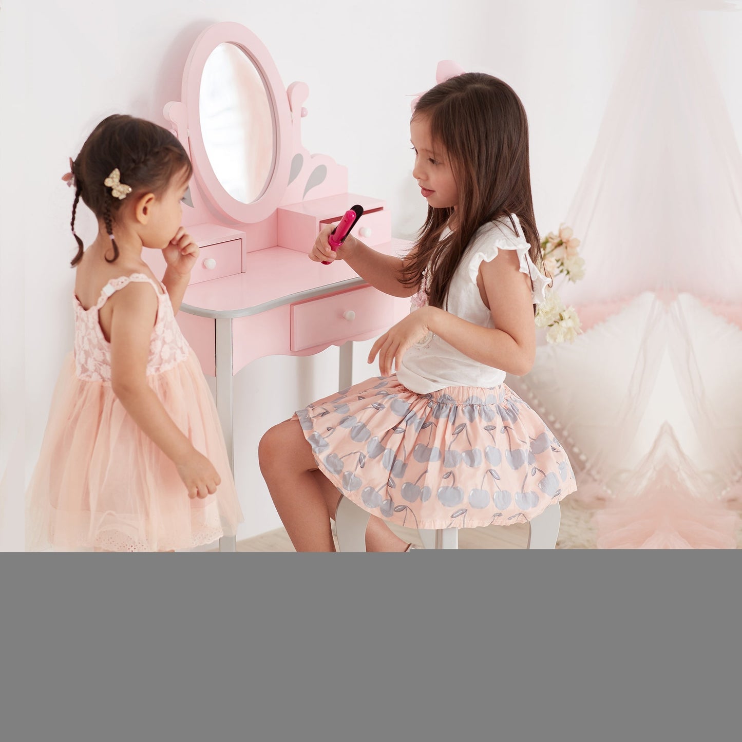 Fantasy Fields Pink Dressing Tables Vanity Table With Mirror & Stool TD-12851A