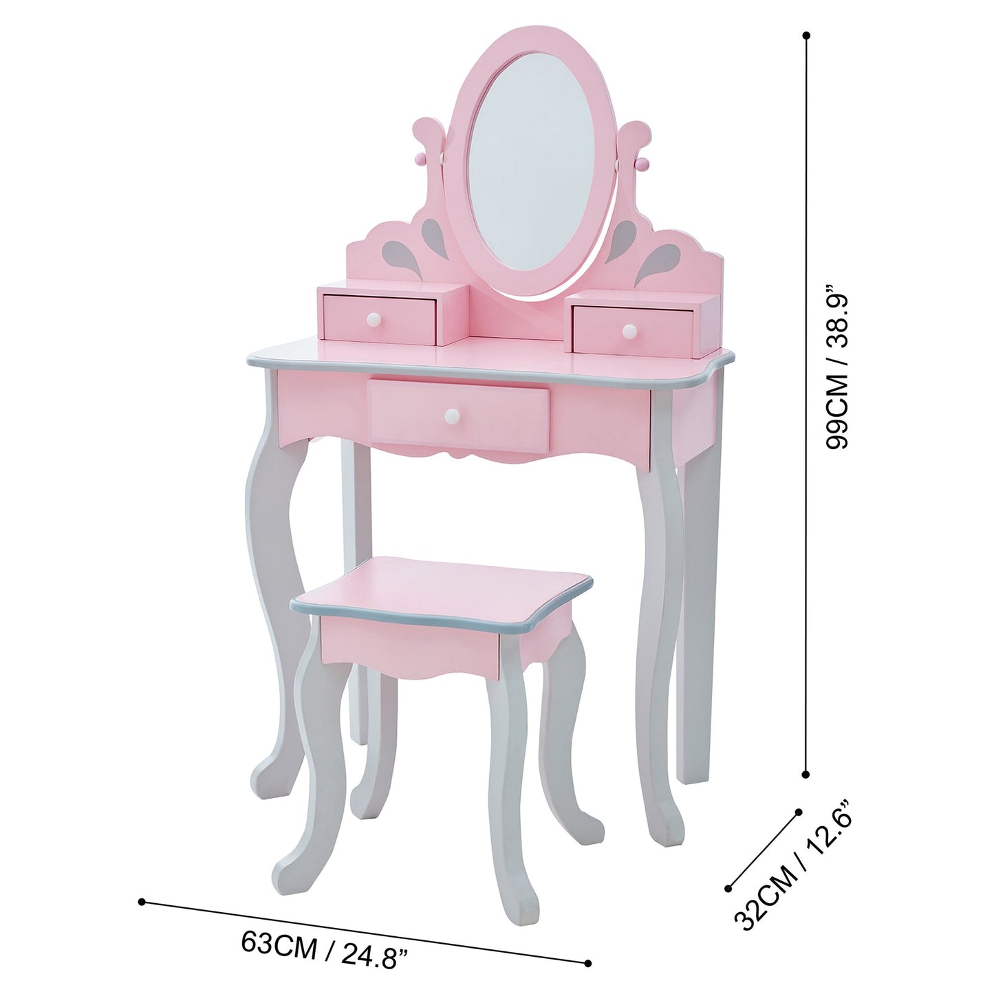 Fantasy Fields Pink Dressing Tables Vanity Table With Mirror & Stool TD-12851A