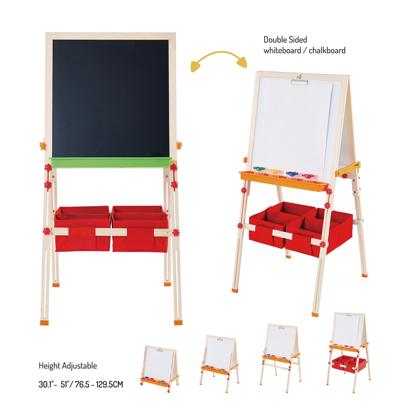 Kids Easel Chalkboard Blackboard Whiteboard Adjust Height TK-FB028R