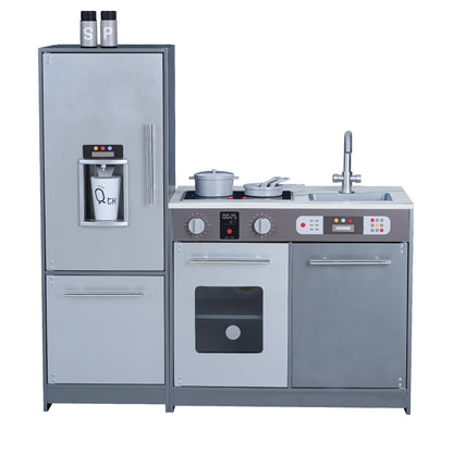 Milano Kids Wooden Play Kitchen & 10 Accessories Grey TD-13397B
