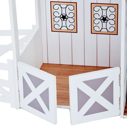 Olivia's Little World Large Kids Wooden Dolls House with Stable & 14 Accessories