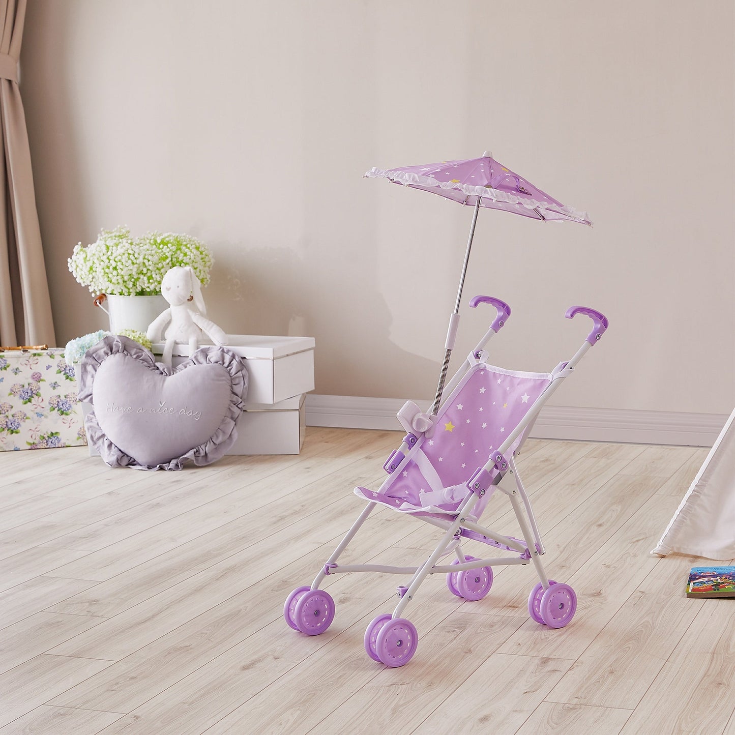 Olivia's Little World Baby Doll Stroller Pushchair & Parasol Purple OL-00005