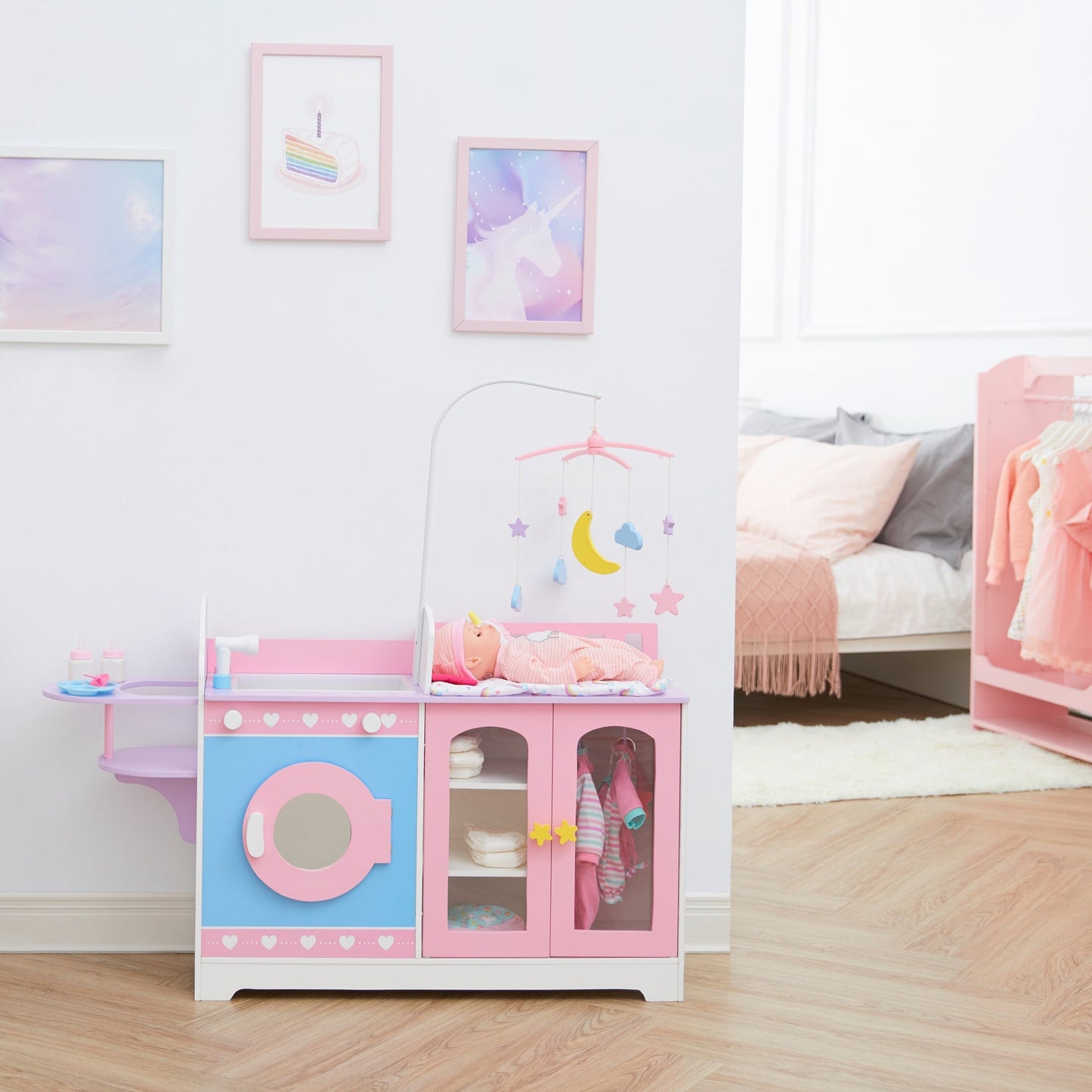 Olivia's Little World  6-in-1 Doll Changing  Station Nursery & 6 Accessories