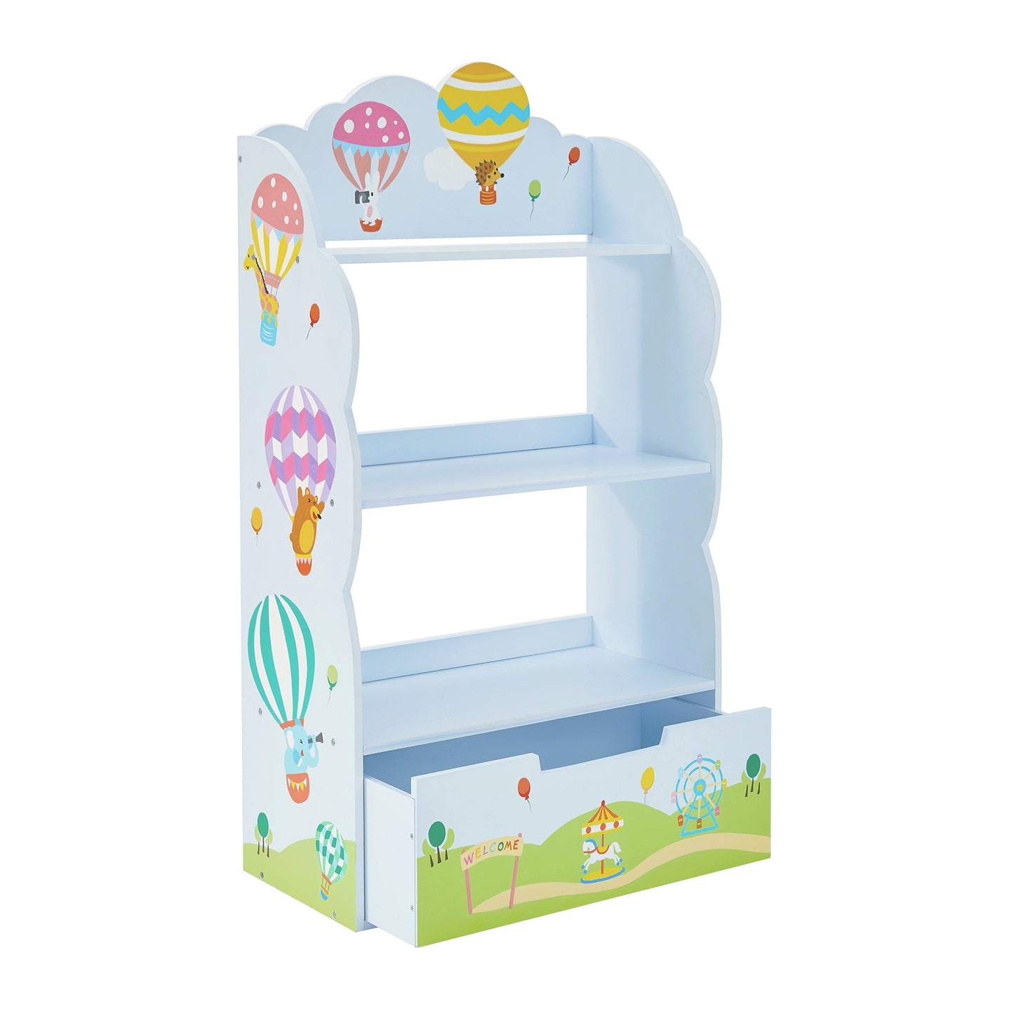 Fantasy Fields Kids Wooden Bookshelf Wall Dcor Hot Air Balloons TD-13124A