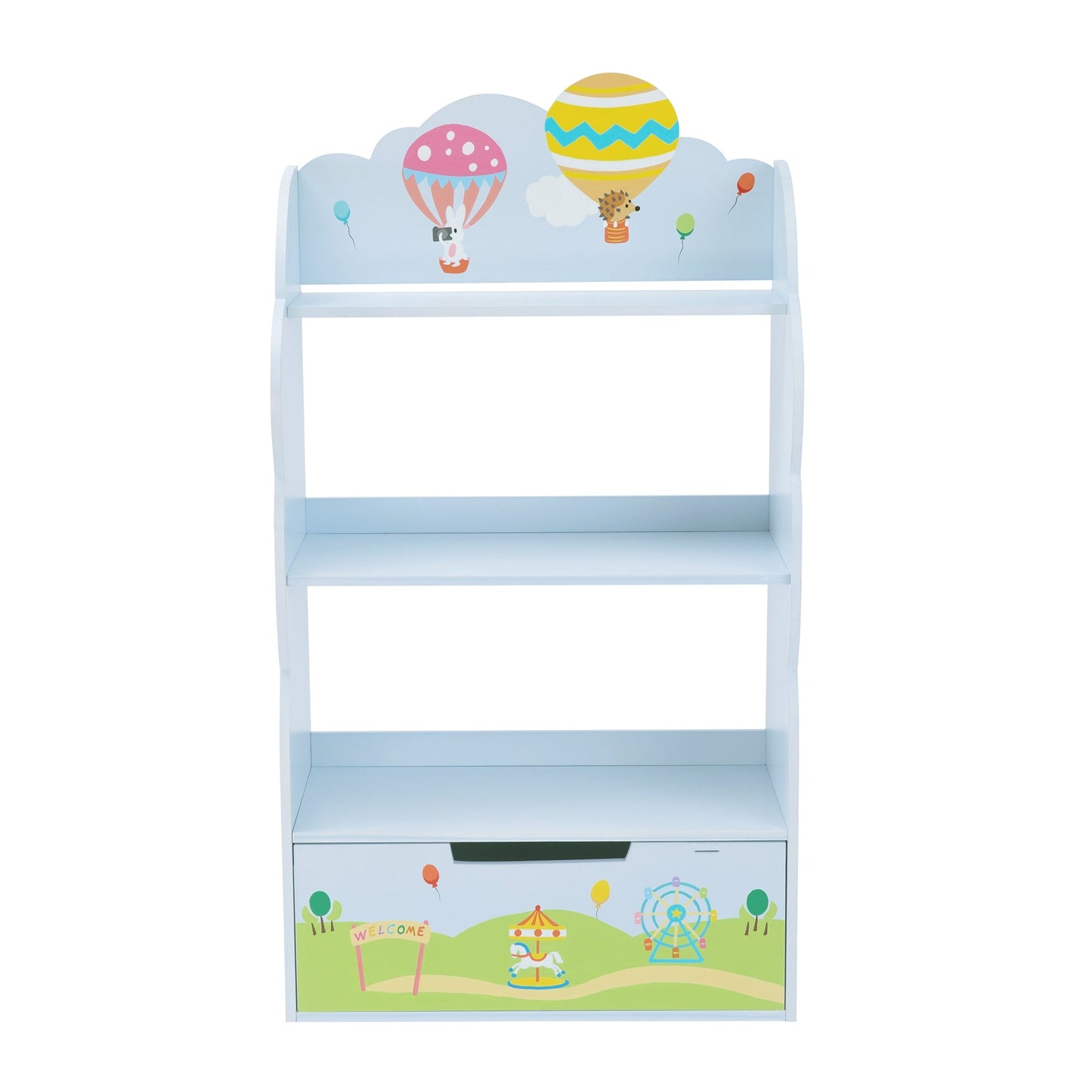 Fantasy Fields Kids Wooden Bookshelf Wall Dcor Hot Air Balloons TD-13124A