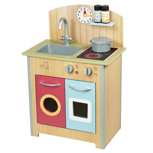 Porto Small Interactive Wooden Kitchen Playset &  4 Accessories